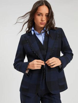 Black and Navy Checked Blazer